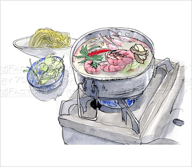 飲食店でのスケッチイラスト
