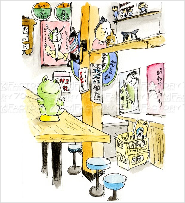 飲食店でのスケッチイラスト