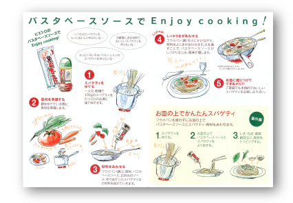 イラスト制作例 ピエトロパスタソース 販促物用レシピイラスト