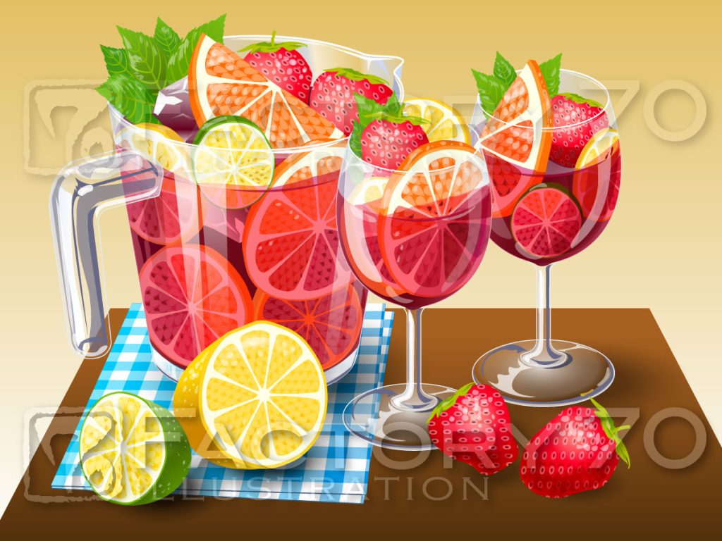 フルーツドリンク（サングリア）のイラスト