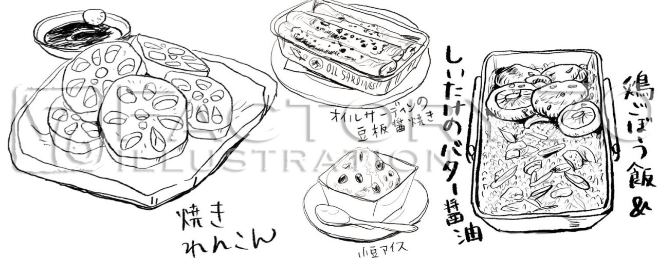 週刊誌 本文イラスト 料理レシピイラスト（モノクロ/デジタル）制作例
