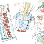 レシピイラスト制作例 パスタとパスタソースのイラスト