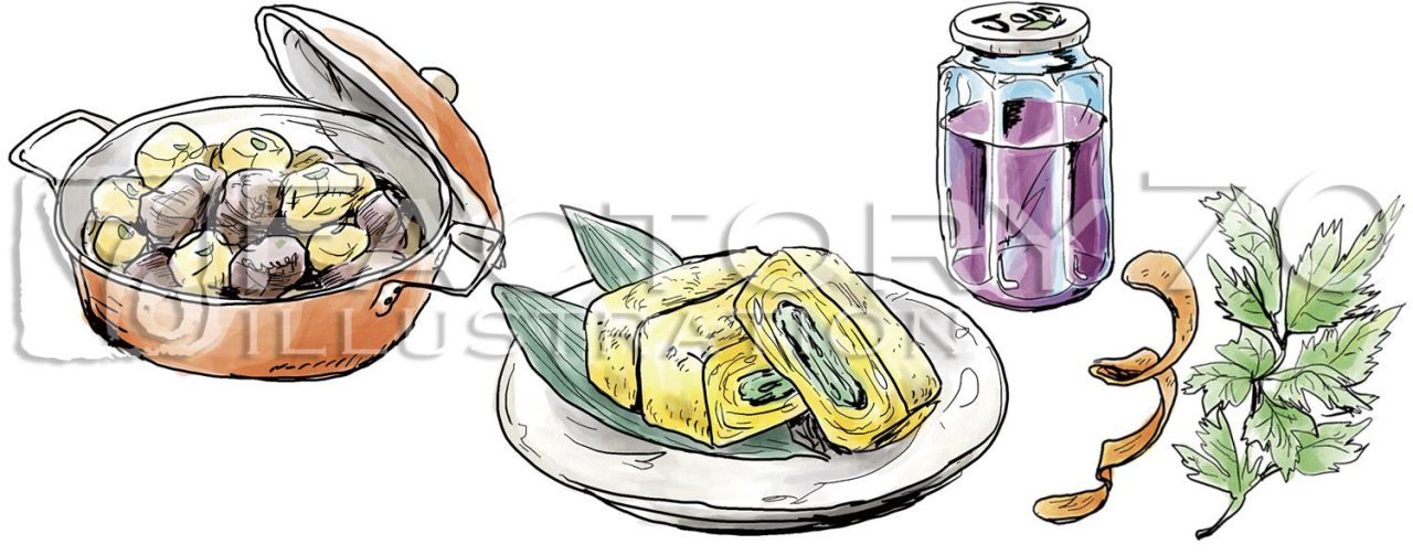 講談社「レシピブログ」本文用イラスト（料理・食材イラスト）デジタル水彩風制作例